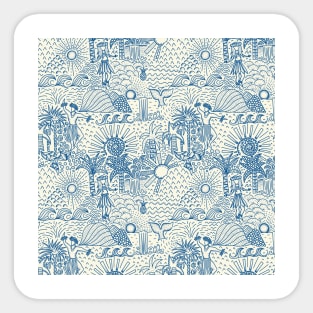 Hawaiian Toile Blue Sticker